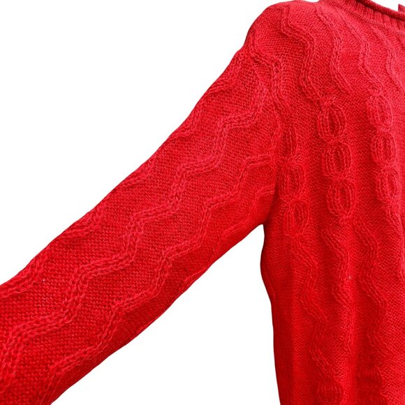 Vintage Esprit Mens Red Mohair Sweater Oversize Pullover 3XL 4XL Cable Knit 90s - Picture 7 of 10